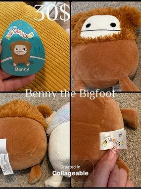 Squishmallows Benny the Bigfoot Plush - Brown and White
